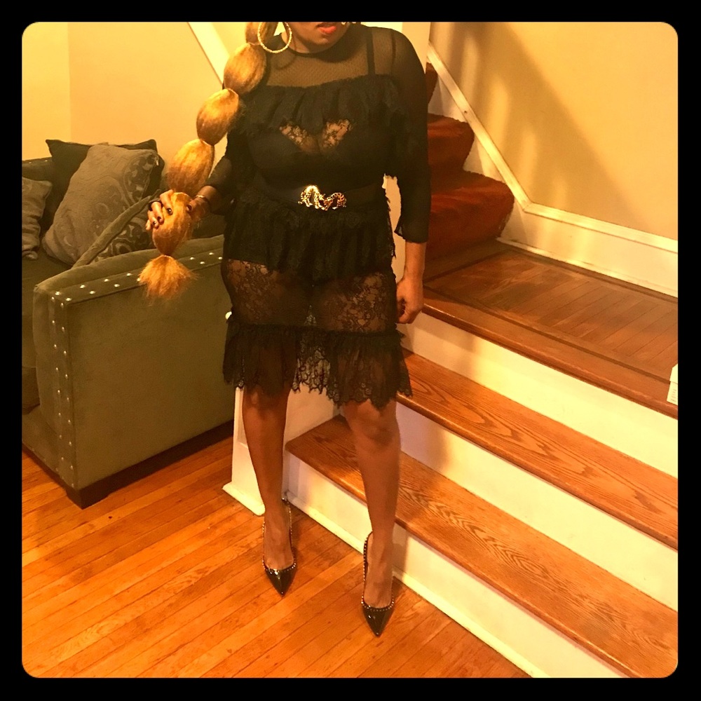 Black lace maxi dress